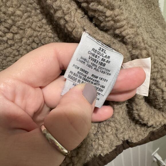 Berne Brown Heartland Sherpa Lined Washed Duck Vest Mens 3XL - Picture 7 of 8